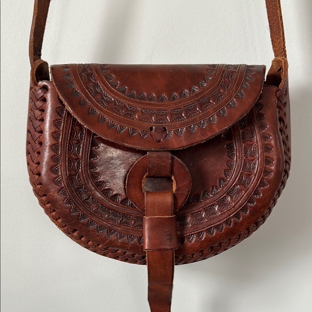 Handcrafted Brown Leather Bag EUC